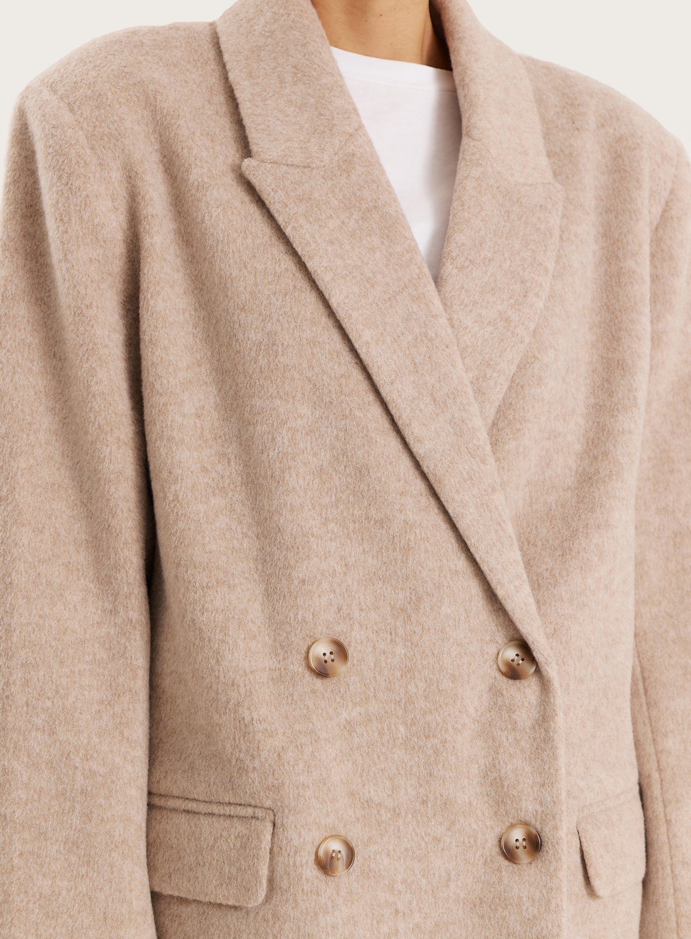 Oatmeal Longline Double Breasted Oversized Blazer